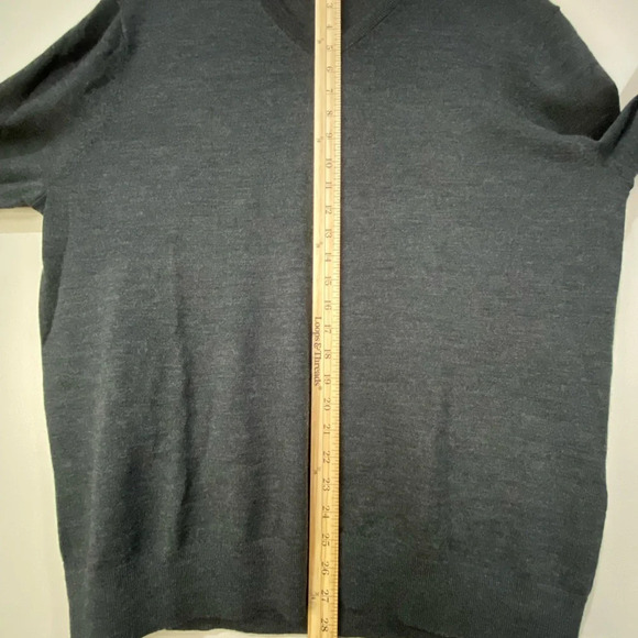 Men V-Neck Merino Wool Sweater XL navy blue LANDS END casual cozy warm soft - Picture 7 of 7